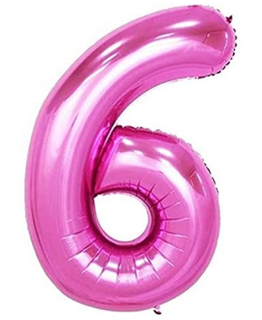 Balon din folie metalizata, Cifra 6, aniversare, 80 cm, Roz