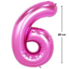 Balon din folie metalizata, Cifra 6, aniversare, 80 cm, Roz - imagine 2