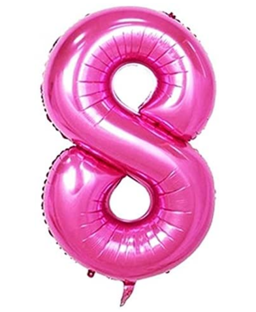 Balon din folie metalizata, Cifra 8, aniversare, 80 cm, Roz