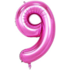 Balon din folie metalizata, Cifra 9, aniversare, 80 cm, Roz