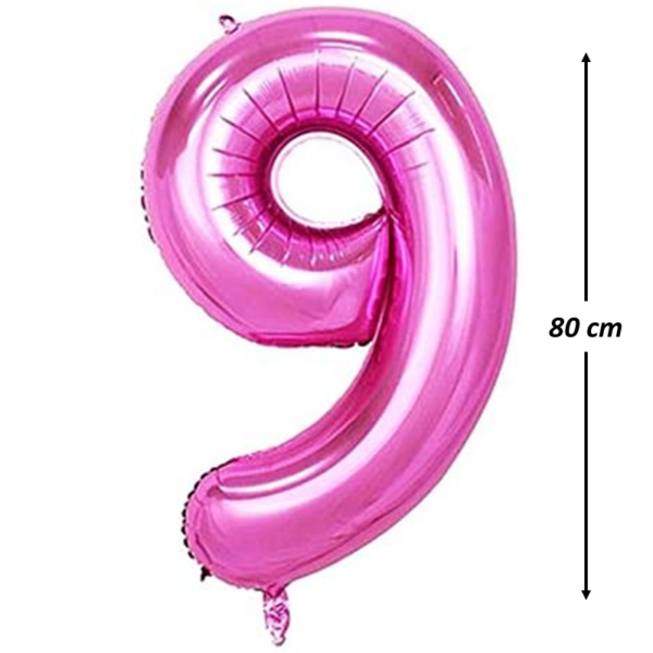 Balon din folie metalizata, Cifra 9, aniversare, 80 cm, Roz - imagine 2