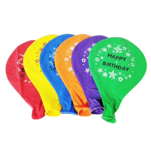 Set 10 baloane latex gigant, 50cm, Multicolor, Happy Birthday, Ropet