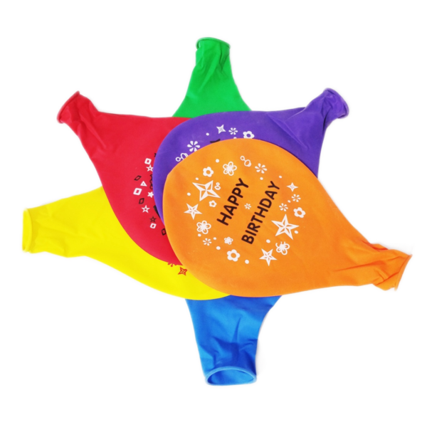 Set 10 baloane latex gigant, 50cm, Multicolor, Happy Birthday, Ropet - imagine 2