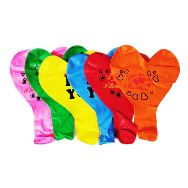 Set 10 baloane latex gigant, 50cm, Multicolor, Forma inima, Ropet