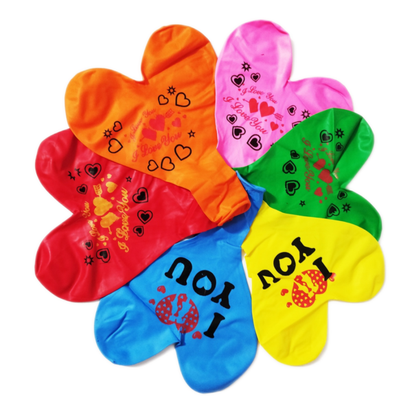 Set 10 baloane latex gigant, 50cm, Multicolor, Forma inima, Ropet - imagine 2