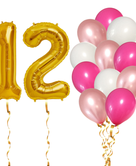 Set 14 Baloane Aniversare 12 Ani, fata, culoare roz/rose gold, Ropet