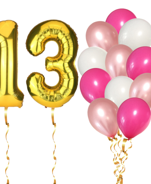 Set 14 Baloane Aniversare 13 Ani, fata, culoare roz/rose gold, Ropet