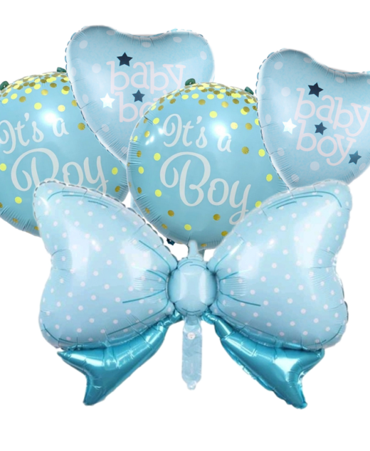 Set 5 baloane folie, 45cm - 80cm, it's a boy - baby boy, albastru, Ropet