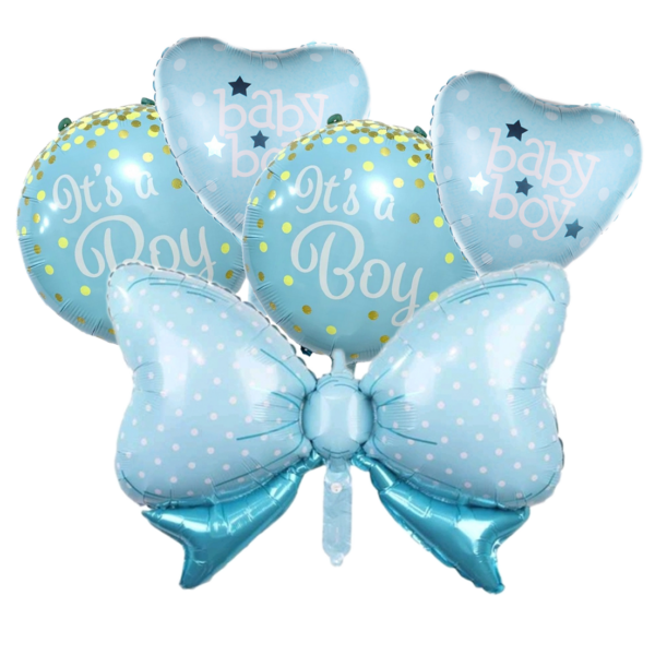 Set 5 baloane folie, 45cm - 80cm, it's a boy - baby boy, albastru, Ropet