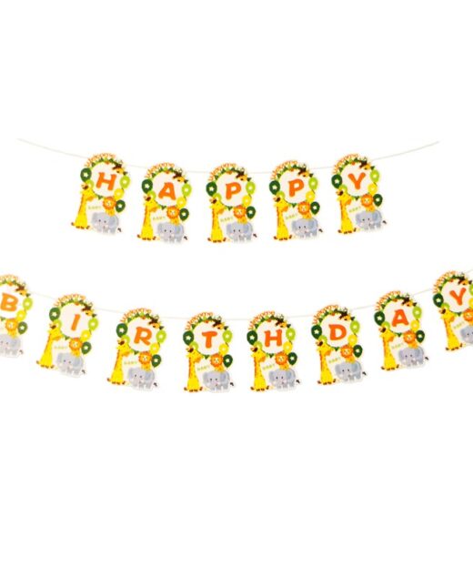 Banner Happy Birthday, Ghirlanda, 2.5m x 17cm, Tema Jungla, Ropet