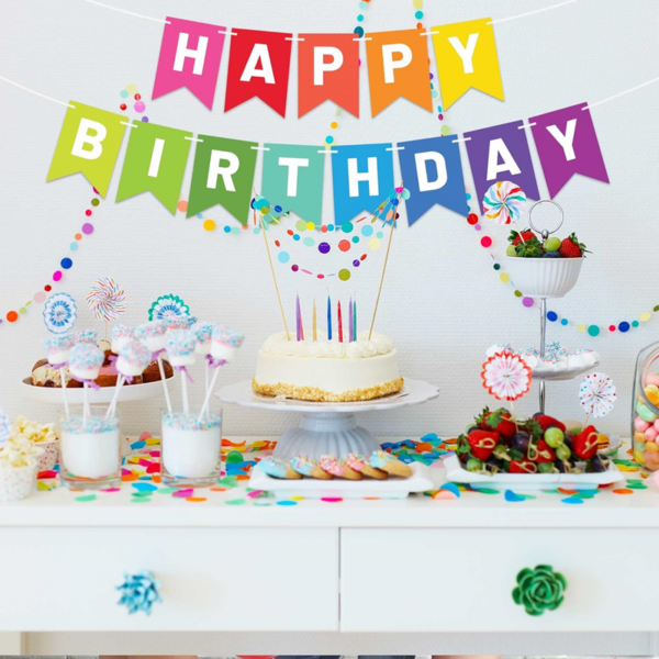 Set 20 baloane 30cm, Banner Happy Birthday Multicolor 12 x 17 cm - imagine 2