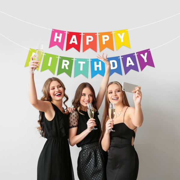 Set 20 baloane 30cm, Banner Happy Birthday Multicolor 12 x 17 cm - imagine 3