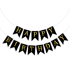 Set 5 baloane confetti auriu si banner Happy Birthday negru - imagine 2