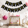 Set 5 baloane confetti auriu si banner Happy Birthday negru - imagine 4