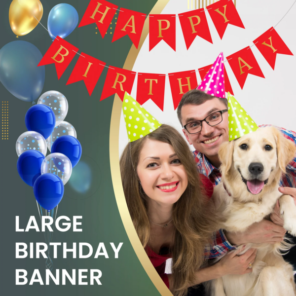 Set 5 baloane confetti auriu si banner Happy Birthday rosu - imagine 6