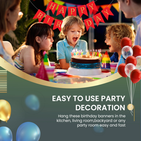 Set 5 baloane confetti auriu si banner Happy Birthday rosu - imagine 8