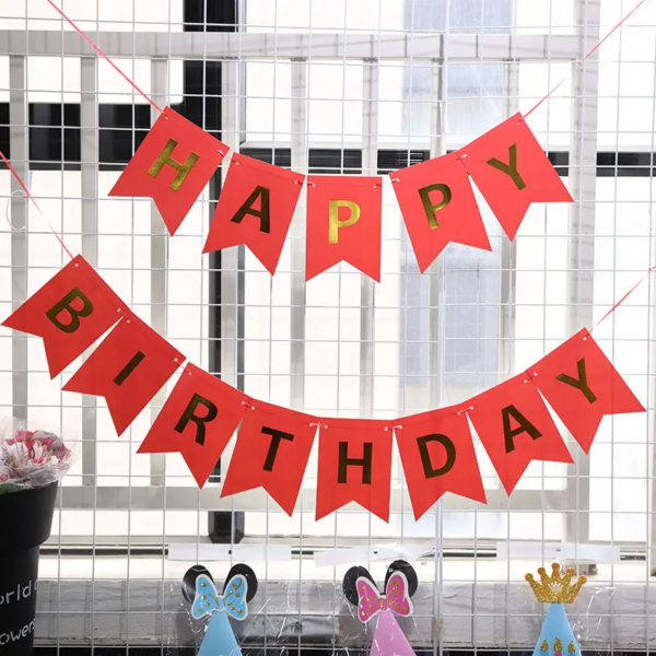 Set 5 baloane confetti auriu si banner Happy Birthday rosu - imagine 9