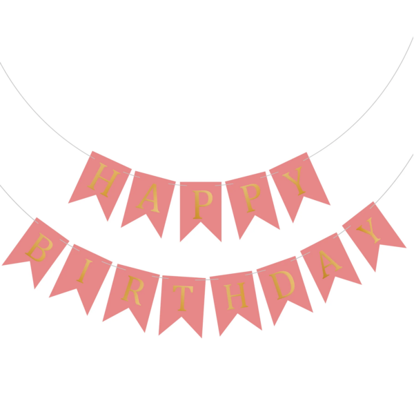 Set 5 baloane confetti auriu si banner Happy Birthday roz - imagine 2