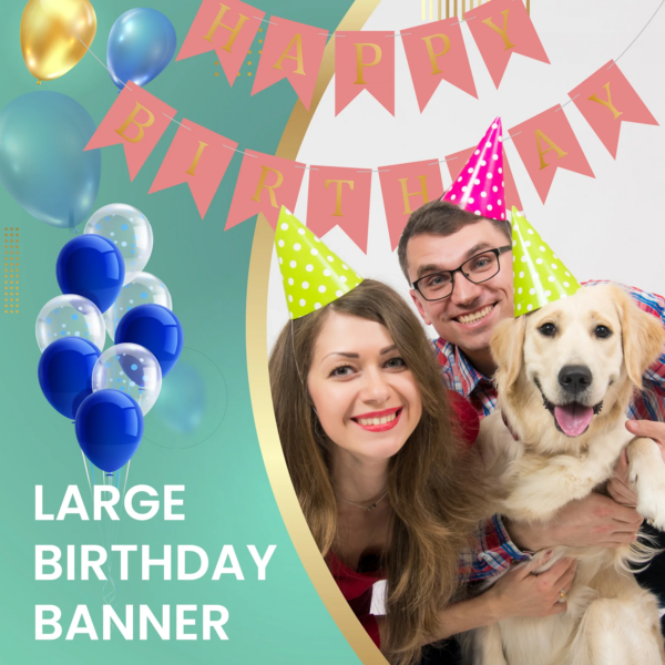 Set 5 baloane confetti auriu si banner Happy Birthday roz - imagine 6