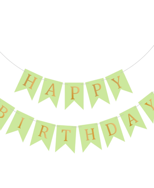 Banner Happy Birthday, Ghirlanda, 2.5m x 17cm, Verde, Ropet