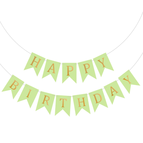 Set 5 baloane confetti auriu si banner Happy Birthday verde - imagine 2