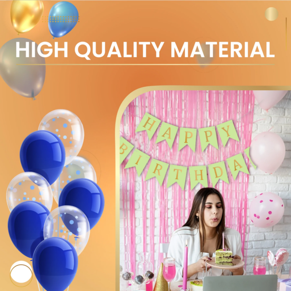 Set 5 baloane confetti auriu si banner Happy Birthday verde - imagine 5