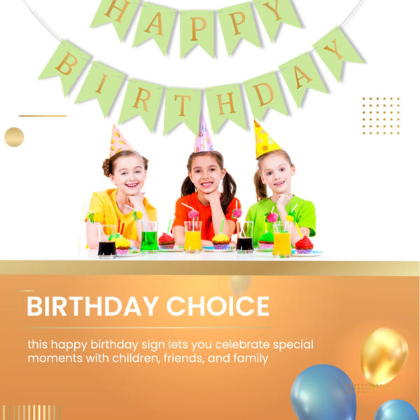 Set 5 baloane confetti auriu si banner Happy Birthday verde - imagine 7