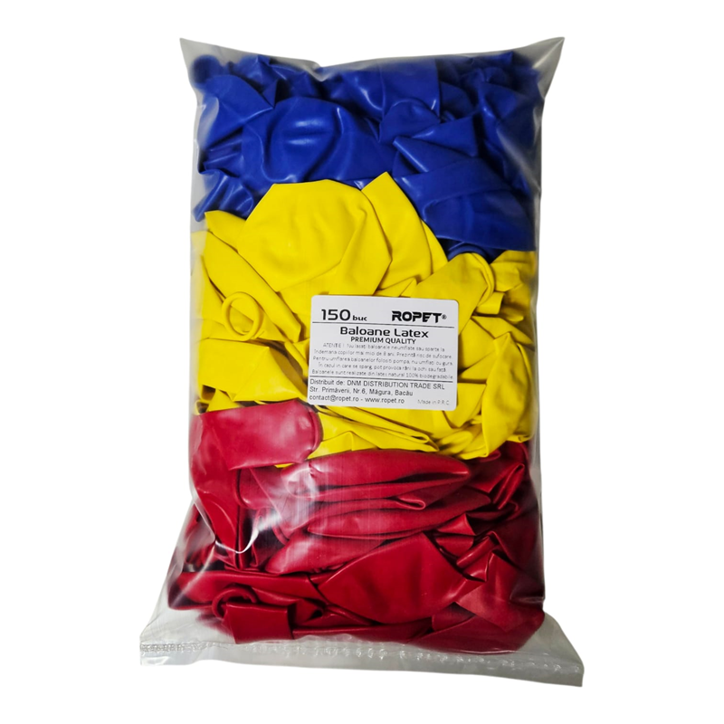 Set 150 baloane latex, Tricolor, Ziua Romaniei, 30cm